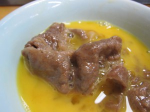 肉鍋牛ロース定食　肉 in 玉子