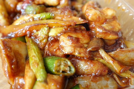 鶏肉と夏野菜の甘味噌炒めランチ